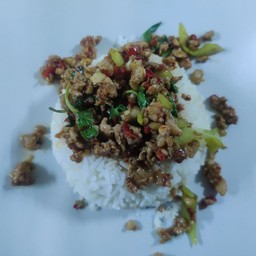ข้าวกระเพราหมูสับ ( กล่อง )