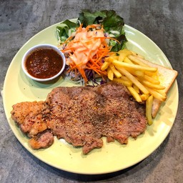 สเต็กสันคอหมูจิ้มแจ่ว