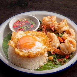 ข้าวกระเพรากุ้ง Shrimp Krapao Rice