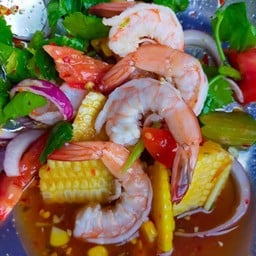 ยำกุ้งลวก+ข้าวโพด