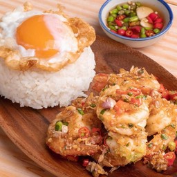 ข้าวกุ้งคั่วพริกเกลือ Stir Fried Shrimp with Chili and Salt