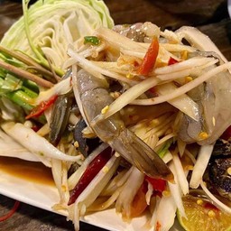 ตำปลาร้ากุ้งสด Som Tum with Fermented Fish and Shrimp