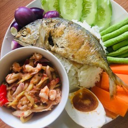 ข้าวน้ำพริกมะม่วงกุ้งสด