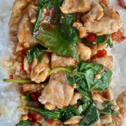 กะเพราหมูชิ้น