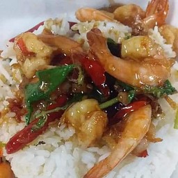 ผัดกะเพรากุ้ง