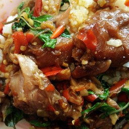 ผัดกระเพราขาหมู - ราดข้าว