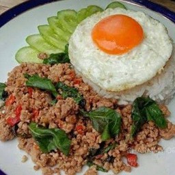 Rice Topped With Stir-Fried Beef And Basil