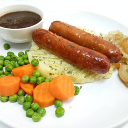 C11. Sausage and mashed potatoes and vegetables