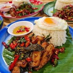 กะเพราถาดคอหมู