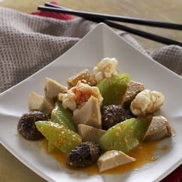 เป๋าฮื้อผัดมันกุ้ง