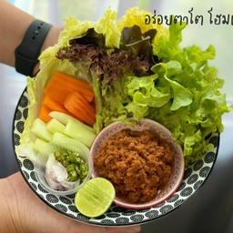 ชุดน้ำพริกทูน่า กุ้งสับ ผักสด