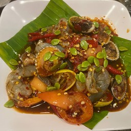 ตำหอยแครง+กุ้งสด+เส้นแก้ว