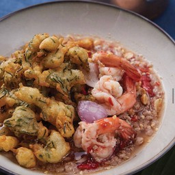 ยำใบชะครามกุ้งสด