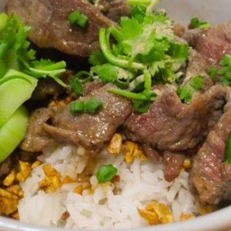 Fried Beef With Garlic On Rice