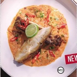 สเต็กปลากะพงซอสต้มยำ