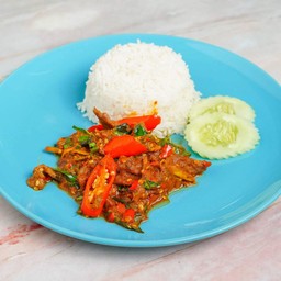 เนื้อพิโรธราดข้าว