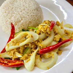 ผัดผงกะหรี่+ข้าว