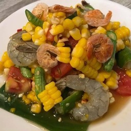 ตำข้าวโพดกุ้งสด  (ไม่มีแยกเครื่อง)