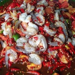 ตำเกาเหลากุ้งสะดิ้ง(กุ้งสด)