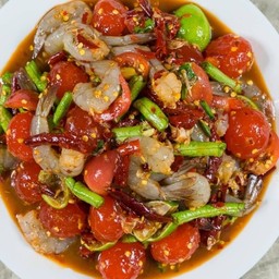ตำเกาเหลากุ้งสดไข่แดงเค็ม