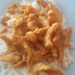 ข้าวราดรวมทอดกระเทียมพริกไทย