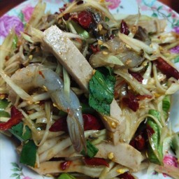 ตำหมูยอกุ้งสด.