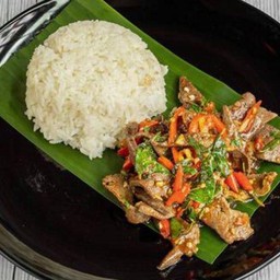 กะเพราตับหมู
