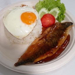 ข้าวหน้าปลาซาบะเทอริยากิ+ไข่ดาว