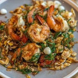 วุ้นเส้นผัดชะอมกุ้งสด
