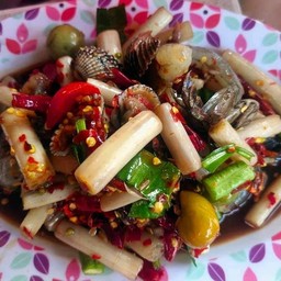 ตำไหลบัวหอยแครงกุ้งสด.
