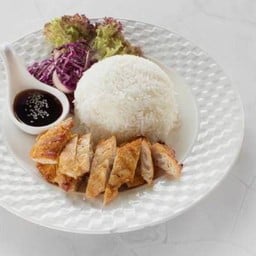 ข้าวไก่ย่างจิ้มแจ่ว