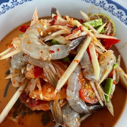 ตำกุ้งสด-แซลมอน