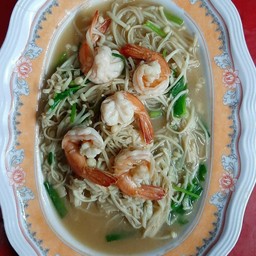 เห็ดเข็มทองผัดกุ้ง