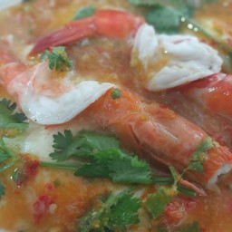 ไข่ตุ๋นต้มยำกุ้งสด