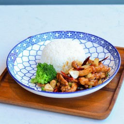 ข้าวหมูผัดซอสหม่าล่า