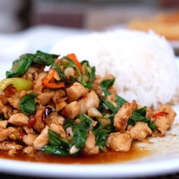 ข้าว+ไก่ผัดพริกใบกะเพรา