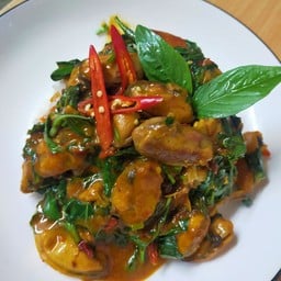 หอยแมงภู่ผัดพริกเผานมสด+ข้าว XL