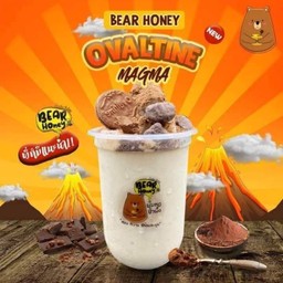 นมหมีปั่นโอวัลตินภูเขาไฟ