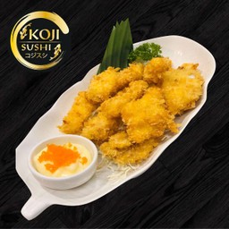 ข้าวหน้าปลาหมึกทอด