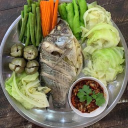 ปลานิลนึ่งสมุนไพร(ไม่รวมผัก)