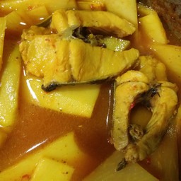 แกงเหลืองปลาช่อน ยอดอ่อนมะพร้าว