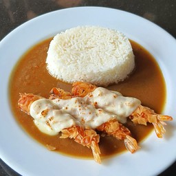 ข้าวแกงกะหรี่กุ้งระเบิดชีส (Crispy Prawn Curry Cheere)