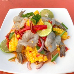 ยำข้าวโพดกุ้งสดน้ำปลาร้า