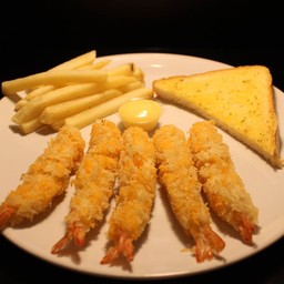 สเต็กกุ้งตอปิโดชุบเกล็ดขนมปังทอด