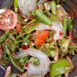 ตำถัวกุ้งสด