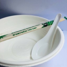 ชามชานอ้อย + ช้อน + ตะเกียบ