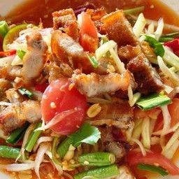 ตำไทยหมูกรอบ+ขนมจีน
