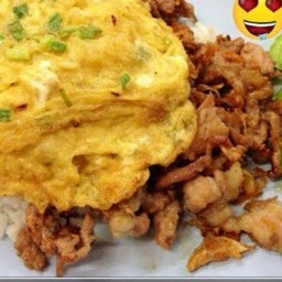 ข้าวไก่ทอดกระเทียม+ไข่เจียว
