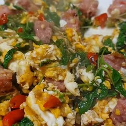 Fermented Pork And Roasted Egg With Basil Rice
