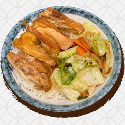 ข้าวหน้าไก่ผัดผัก